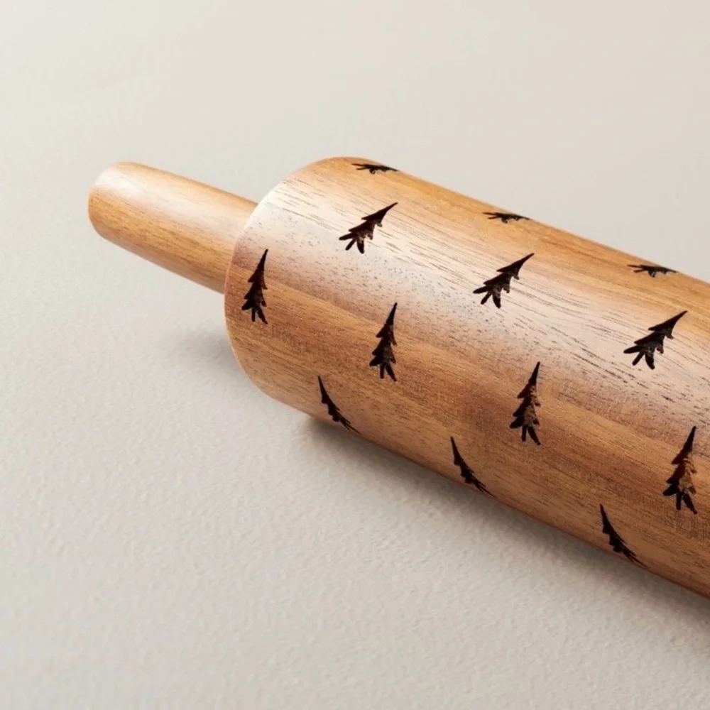 Hearth & Hand Holiday Wooden Christmas Tree Wood Rolling Pin NEW!